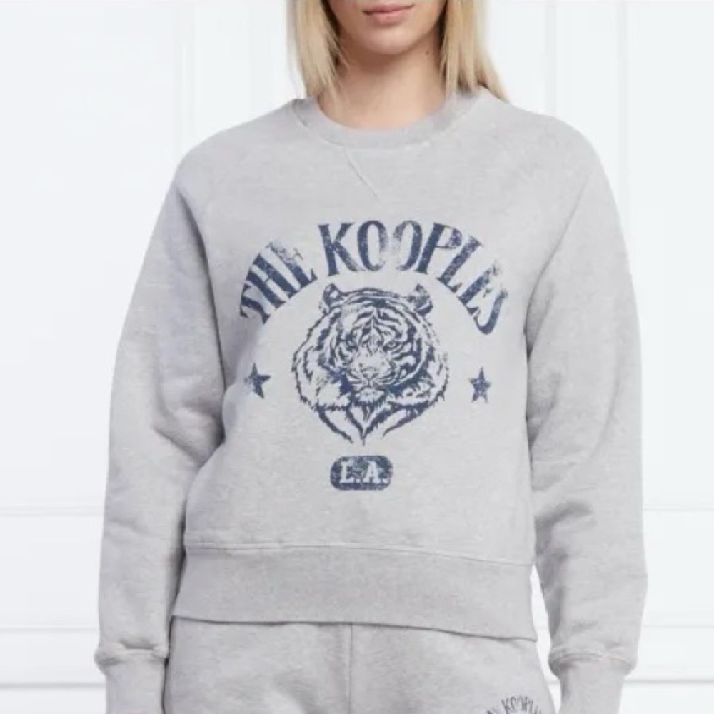 The Kooples Paris Tiger L.A. Graphic Crewneck Sweatshirt Gray Blue Size 3 (L) - Picture 7 of 9